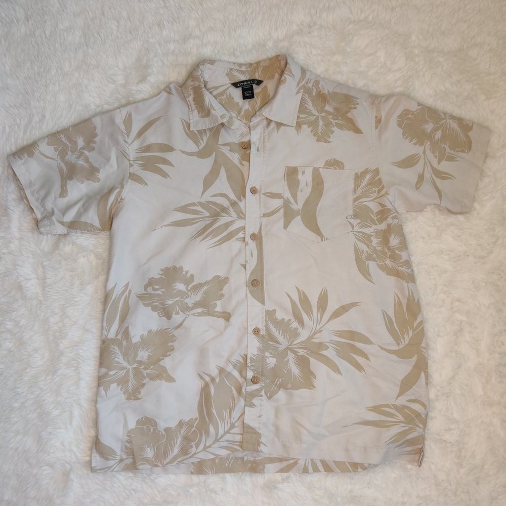 O'neill Tan Hawaiian Print Casual Button Up Shirt